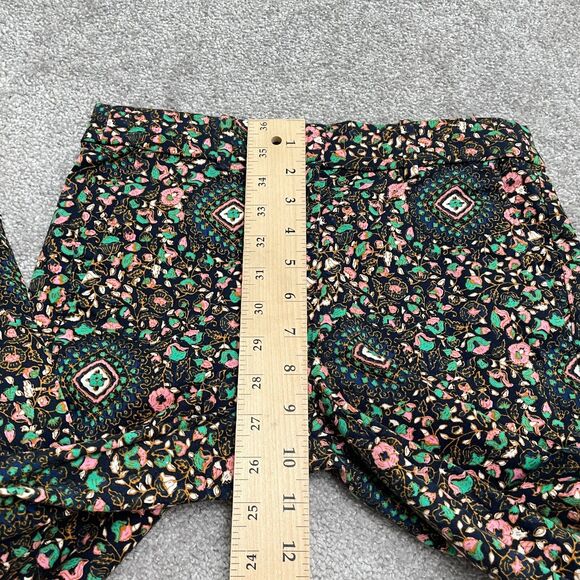 J.Crew Skimmer Crop Ankle Pants Womens 00 Navy Blue Floral Mid Rise Casual 28x25 - Picture 7 of 12